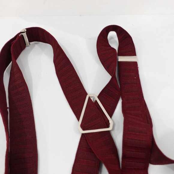 Suspender Mens Red Clip On X Back Adjustable Strap Stretch Classic Cabernet - Picture 3 of 7